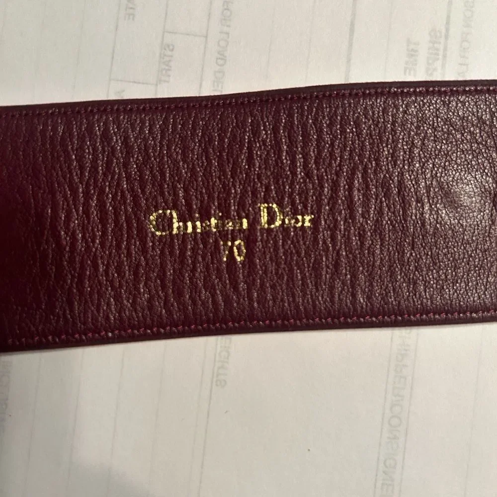 Vintage Christian Dior Burgundy Leather/Suede Belt(Size 70)